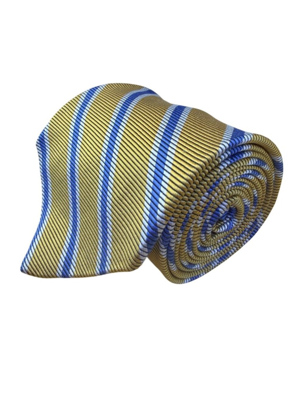 Brooks Brothers Mens Yellow & Blue Striped Pure Silk Necktie